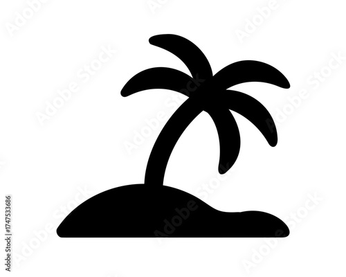 Palm tree silhouette on island for vacation