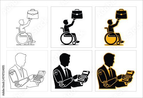 Diverse Workforce Featuring Disabled Professional And Bionic Arm Accountant Representing Inclusion And Technological Advancement