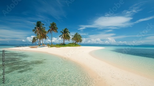 Fototapeta Naklejka Na Ścianę i Meble -  Tropical paradise beach on balabac island palawan with clear blue sea and palm trees