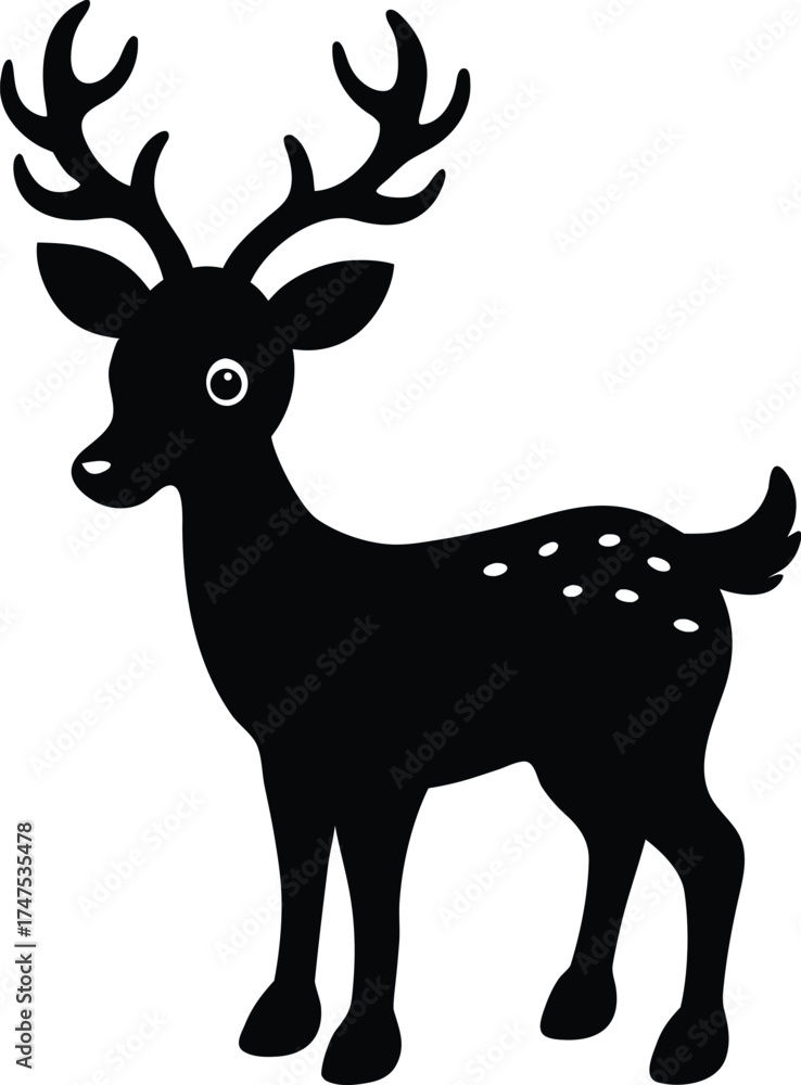 Obraz premium a cute reindeer silhouette vector illustration