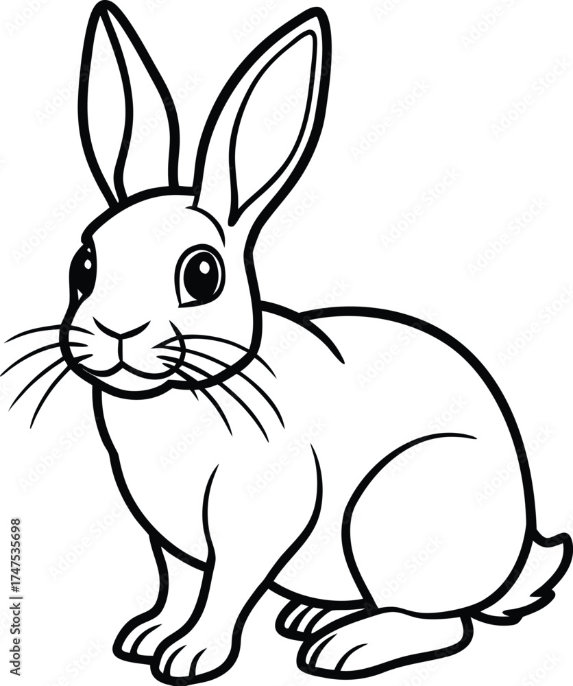 Obraz premium vector line aft of white rabbit on a white background