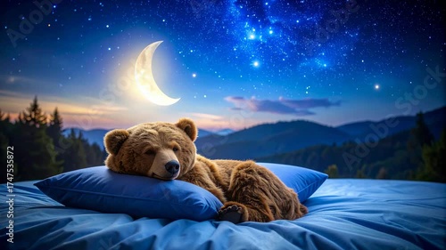 Bear Sleeping Mountains Night (1)