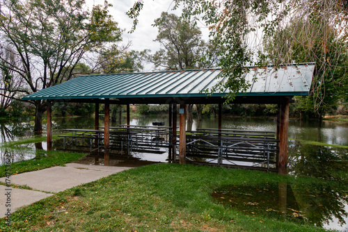Flooded Park Pavilion After Heavy Rainfall