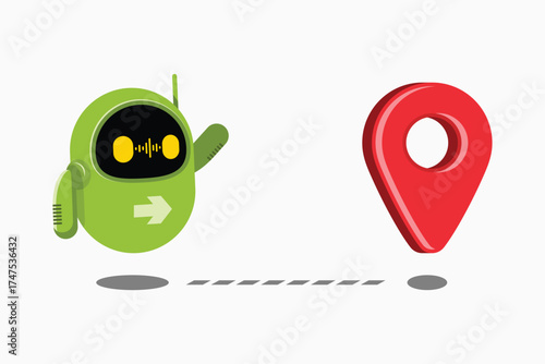 Green Robot and Point Location Icon
