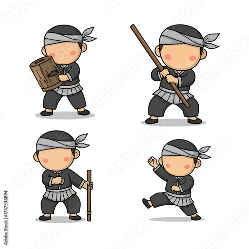 Kids Cartoon Martial Arts Character Set