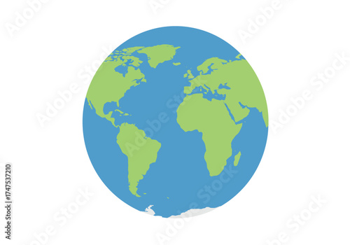 Illustrated Globe Featuring Continents and Oceans.