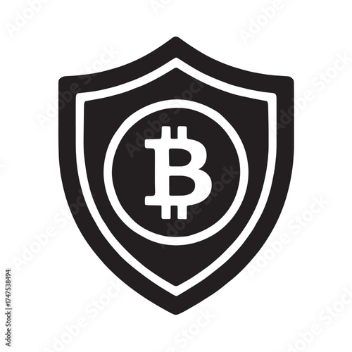Black shield with white Bitcoin symbol and white outline on white background cryptocurrency security Free Download Black shield with white Bitcoin symbol and white outline on white background cryptocurrency security - GFXLoad