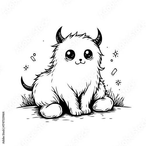 Adorable horned creature amidst whimsical charm capturing hearts with innocent stare and playful