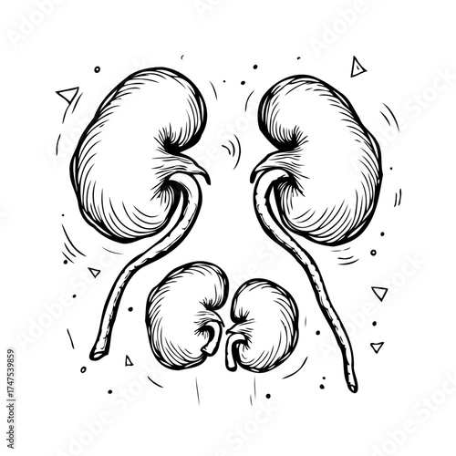 Anatomical kidneys illustration showcasing kidney health awareness with artistic flair enhancing