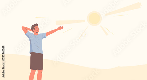 Man Appreciating Sunlight Outdoors Offers A Sense Of Freedom, Enjoyment, And Well-Being