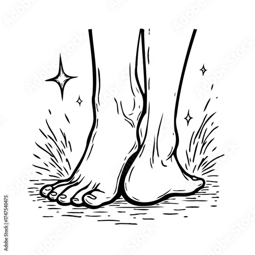 Barefoot on a mystical field a journey of freedom and connection with natural elements in peaceful