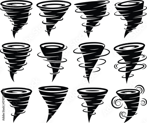 Tornado and Cyclone Vector Icons – Twister and Storm Symbol Collection