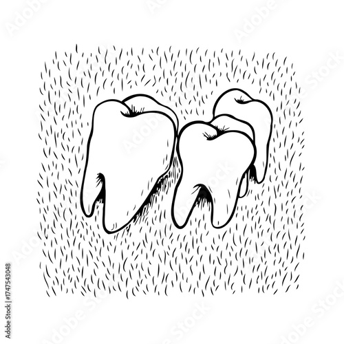 Dental trio in a surreal field representing oral health whimsical teeth concept and care