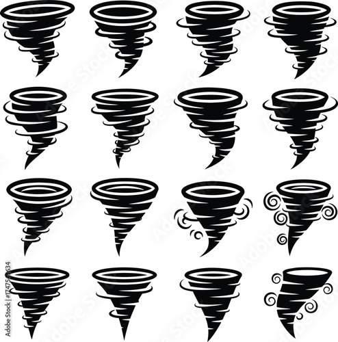 Tornado Vector Icons – Twister, Cyclone, and Storm Symbols Collection
