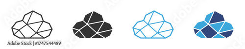 Polygon cloud icon set, Vector illustration 