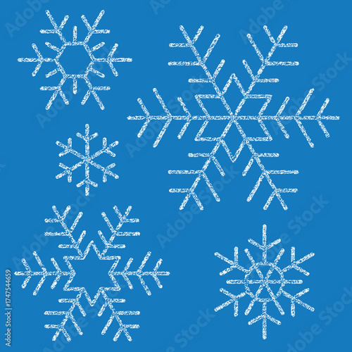 Set of snowflakes, vector illustration, winter background