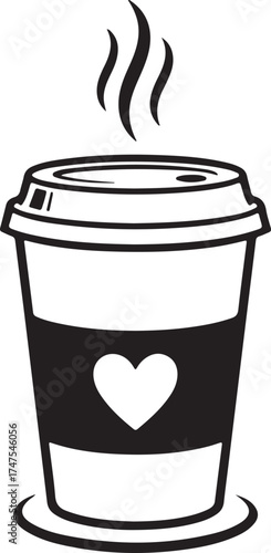 Love Heart Takeaway Coffee Cup Silhouette