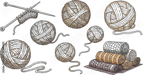 Cozy yarn balls with needles, perfect for your knitting projects