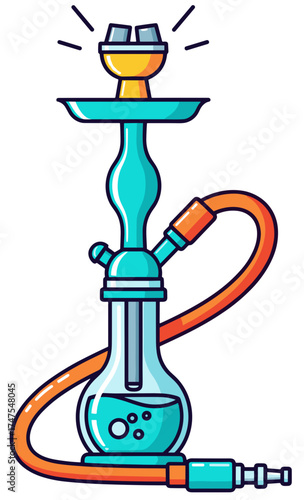 Cartoon vector shisha hookah icon in vibrant flat design, plain background.