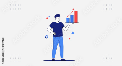 Man Presenting Upward Trends With Business Growth Chart Visual Representation