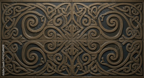 Intricate celtic knotwork bronze tile pattern