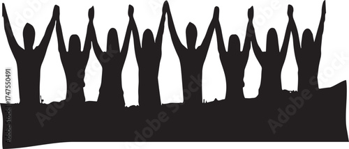 Isolated blood cells on a white background forming a simple vector illustration of people and hands working together