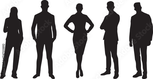 Black silhouettes of a man and a woman standing together in a group of people