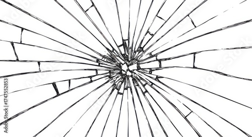 Detailed illustration of shattered glass radiating from center