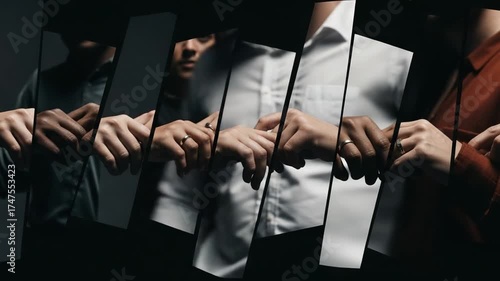 People Holding Hands with Rings in Studio Montage Concept