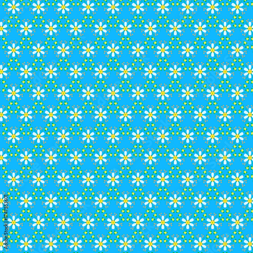 Cute delicate summer floral pattern Blue background Bright cheerful colorful small floral print Fabric Wallpaper Gift wrapping Packaging design Scrapbook, digital paper