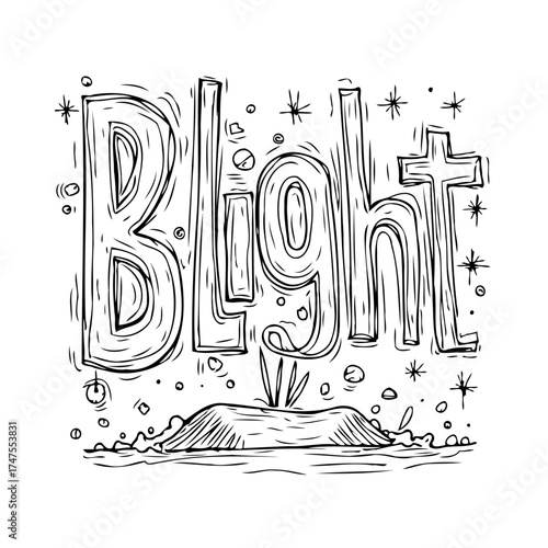 Hand drawn blight illustration with an unsettling vibe showcasing artistic expression and dark