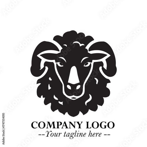 Head of Sheep Logo Symbol in Minimalist Modern Vector Design for Farm, Agriculture, and Wool Branding