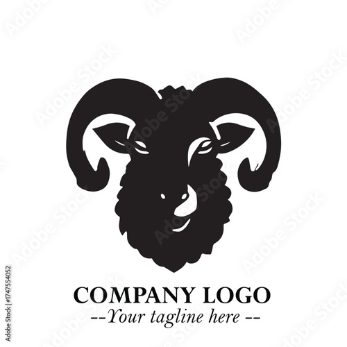 Head of Sheep Logo Symbol in Minimalist Modern Vector Design for Farm, Agriculture, and Wool Branding