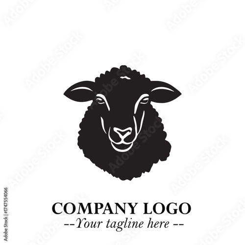 Head of Sheep Logo Symbol in Minimalist Modern Vector Design for Farm, Agriculture, and Wool Branding