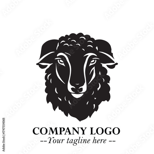 Head of Sheep Logo Symbol in Minimalist Modern Vector Design for Farm, Agriculture, and Wool Branding