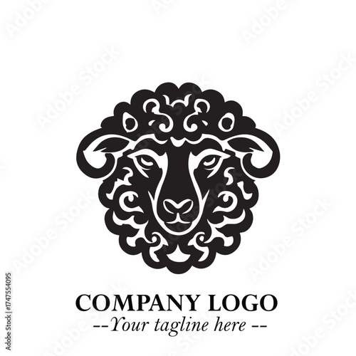 Head of Sheep Logo Symbol in Minimalist Modern Vector Design for Farm, Agriculture, and Wool Branding