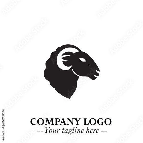 Head of Sheep Logo Symbol in Minimalist Modern Vector Design for Farm, Agriculture, and Wool Branding