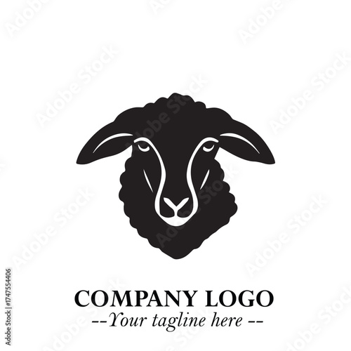 Head of Sheep Logo Symbol in Minimalist Modern Vector Design for Farm, Agriculture, and Wool Branding