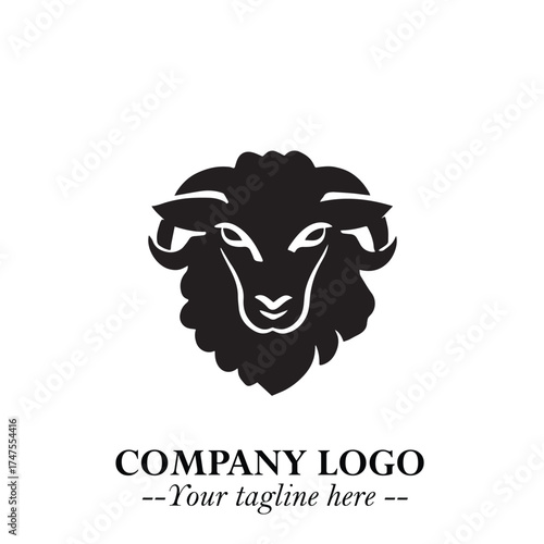 Head of Sheep Logo Symbol in Minimalist Modern Vector Design for Farm, Agriculture, and Wool Branding