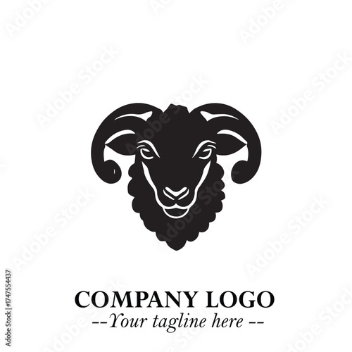 Head of Sheep Logo Symbol in Minimalist Modern Vector Design for Farm, Agriculture, and Wool Branding