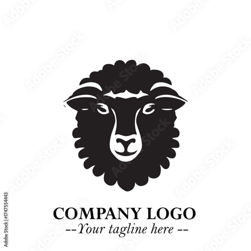 Head of Sheep Logo Symbol in Minimalist Modern Vector Design for Farm, Agriculture, and Wool Branding