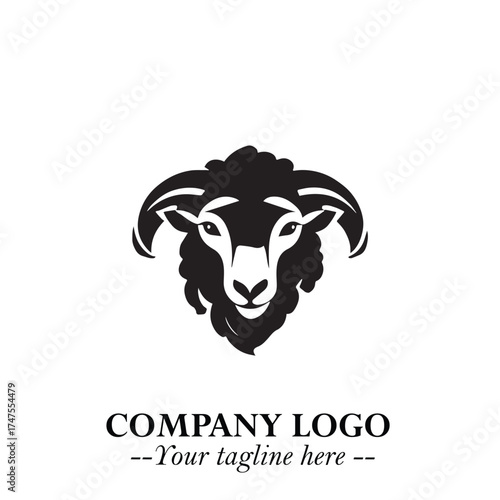 Head of Sheep Logo Symbol in Minimalist Modern Vector Design for Farm, Agriculture, and Wool Branding