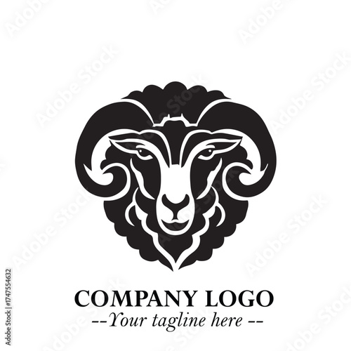 Head of Sheep Logo Symbol in Minimalist Modern Vector Design for Farm, Agriculture, and Wool Branding
