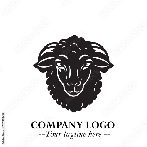 Head of Sheep Logo Symbol in Minimalist Modern Vector Design for Farm, Agriculture, and Wool Branding