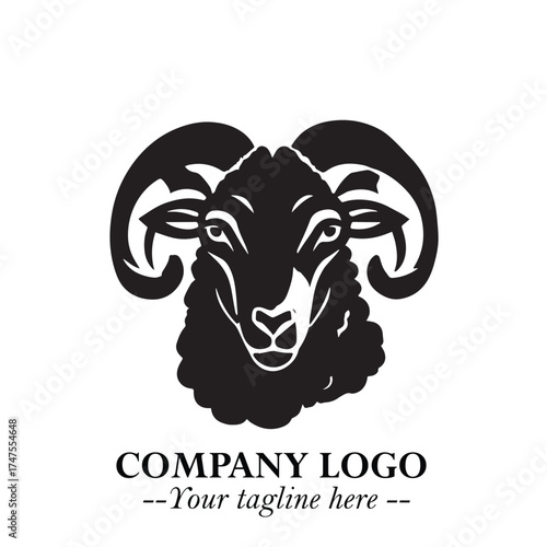 Head of Sheep Logo Symbol in Minimalist Modern Vector Design for Farm, Agriculture, and Wool Branding