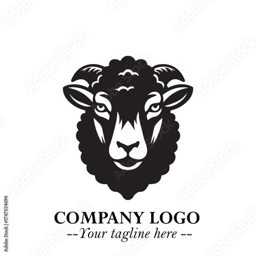 Head of Sheep Logo Symbol in Minimalist Modern Vector Design for Farm, Agriculture, and Wool Branding
