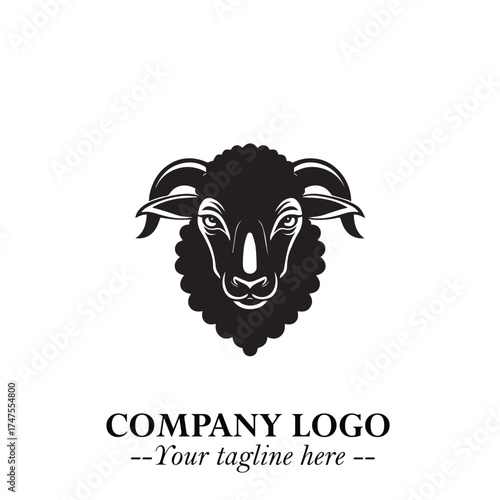 Head of Sheep Logo Symbol in Minimalist Modern Vector Design for Farm, Agriculture, and Wool Branding