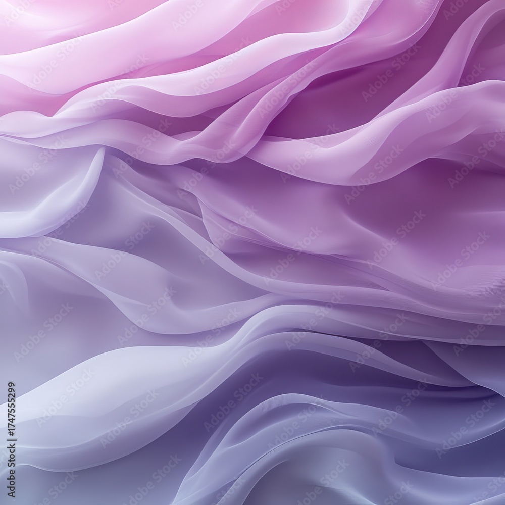 Fototapeta premium Soft flowing luxurious purple and pink silk fabric creating an elegant wavy texture and delicate rippling pattern design