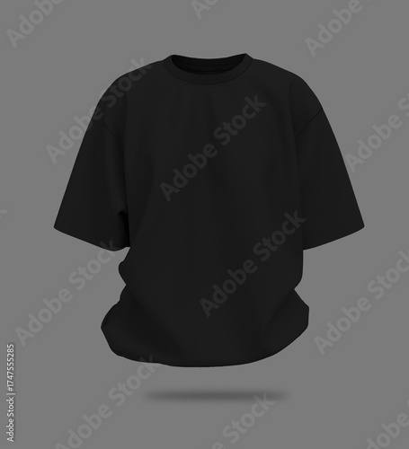 Blank oversized short sleeve t-shirt mockup in front view. 3D rendering, 3D illustration