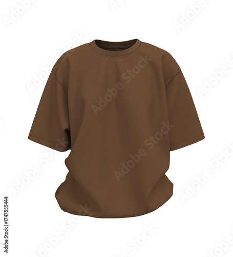 Blank oversized short sleeve t-shirt mockup in front view. 3D rendering, 3D illustration